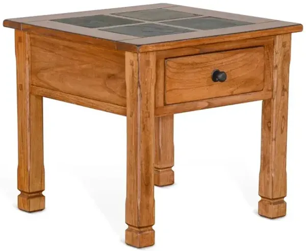 Sunny Designs Sedona 26 Transitional Wood End Table in Rustic Oak