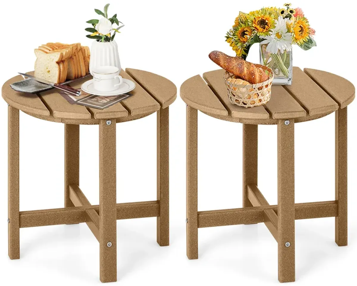 Set of 2 Round Weather-Resistant Adirondack Side Tables