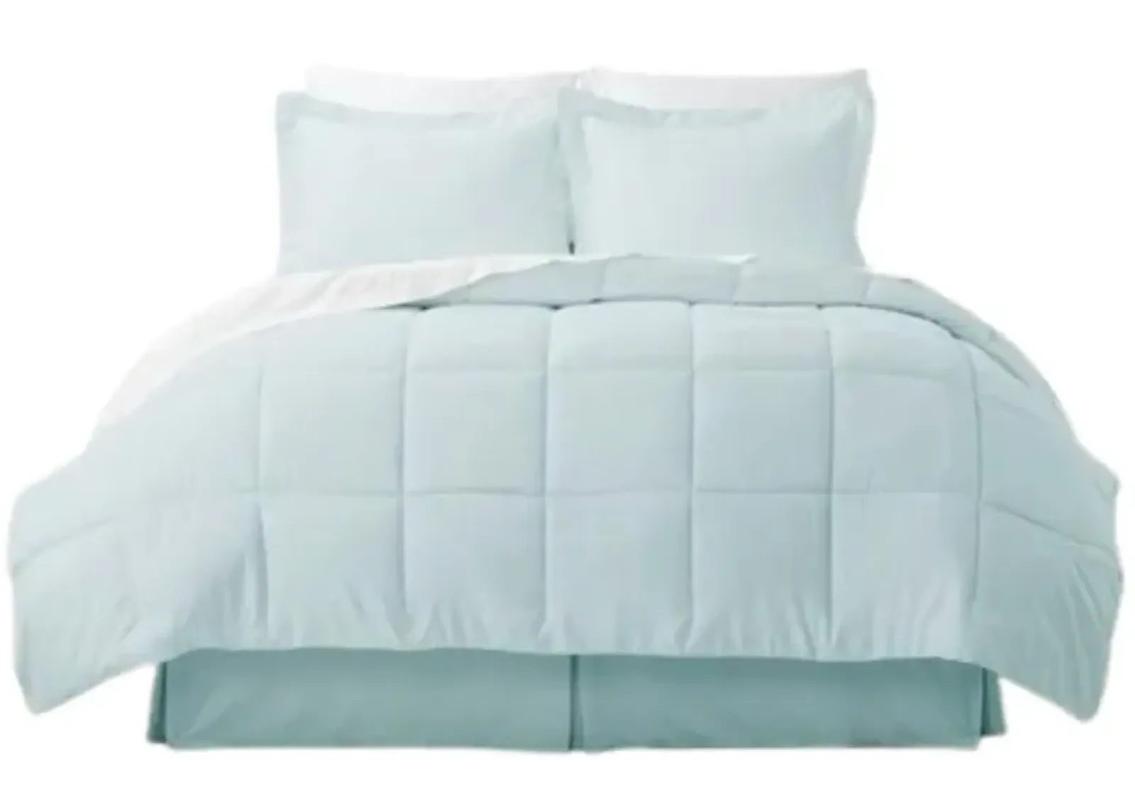 Hivvago Queen Microfiber 6 Piece Reversible Bed in a Bag Comforter Set in Aqua Blue