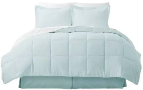 Hivvago Queen Microfiber 6 Piece Reversible Bed in a Bag Comforter Set in Aqua Blue