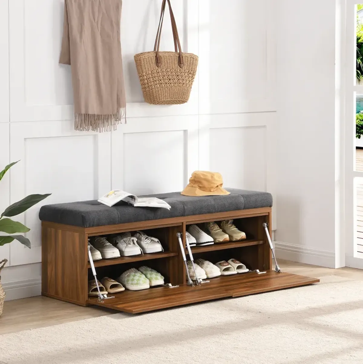 Merax Shoe Storage Bench Entryway Shoe Cabinet