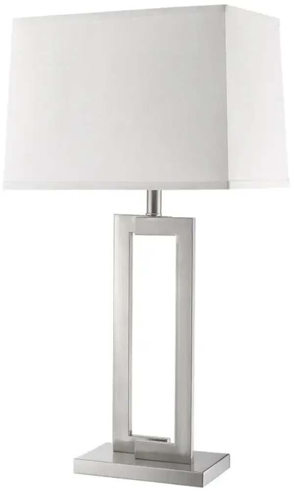 Hivvago 30" Silver Metal Table Lamp With White Rectangular Shade
