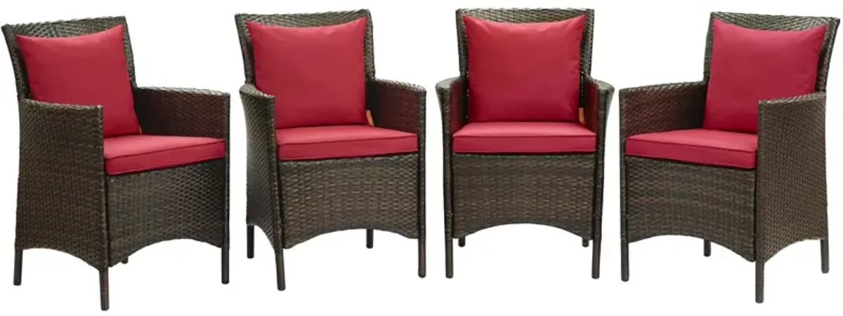 Conduit Outdoor Patio Wicker Rattan Dining Armchair Set of 4