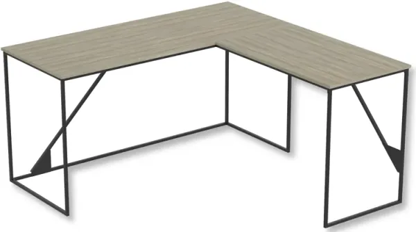 Safdie & Co Computer Desk 59" Long L-Shaped Dark Taupe and Black Metal