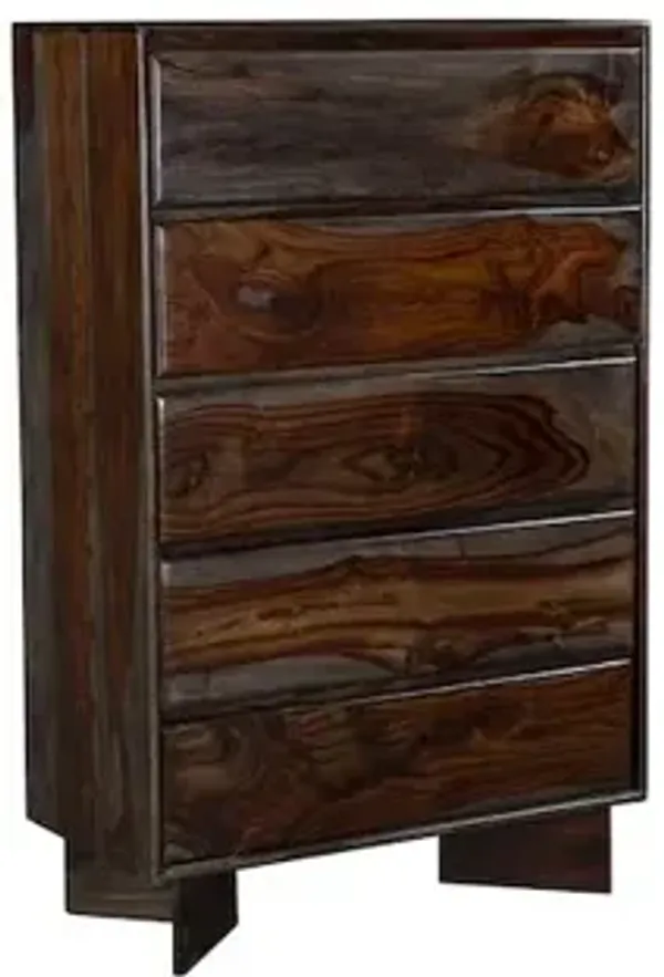 Porter Designs Cambria Solid Sheesham Wood Chest, Gray