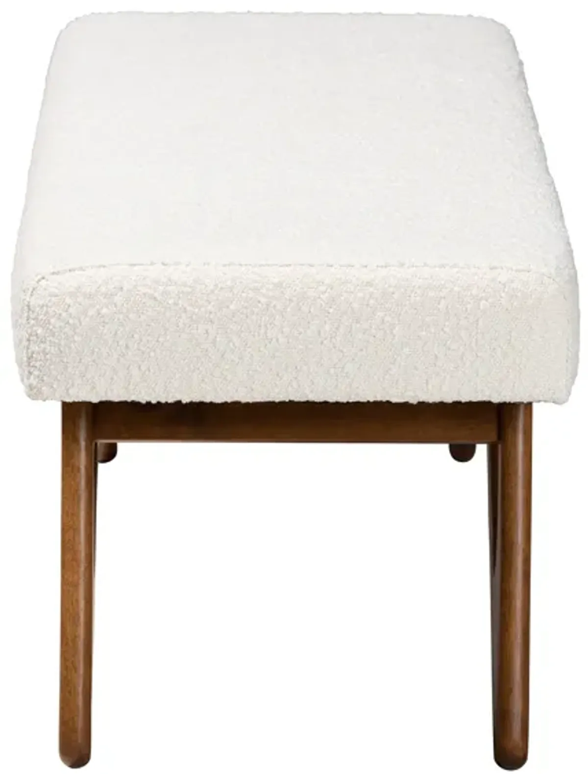 Baxton Studio Rika Japandi Cream Boucle Fabric and Walnut Brown Finished Wood Bench