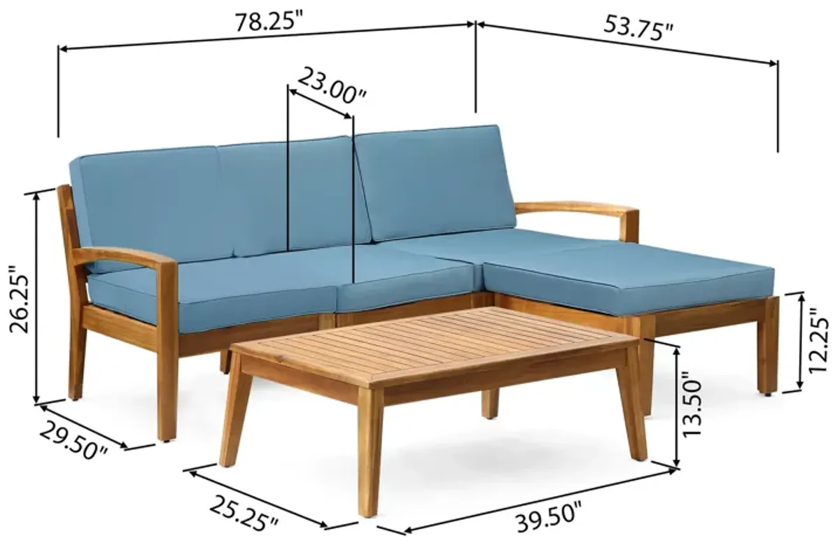 Merax Outdoor Patio 3 Seater Sofa with Table Set