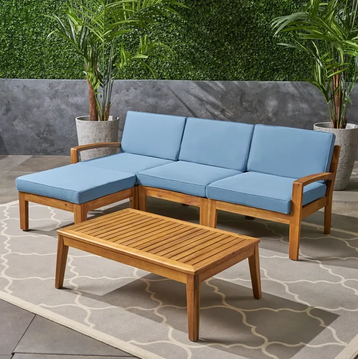 Merax Outdoor Patio 3 Seater Sofa with Table Set