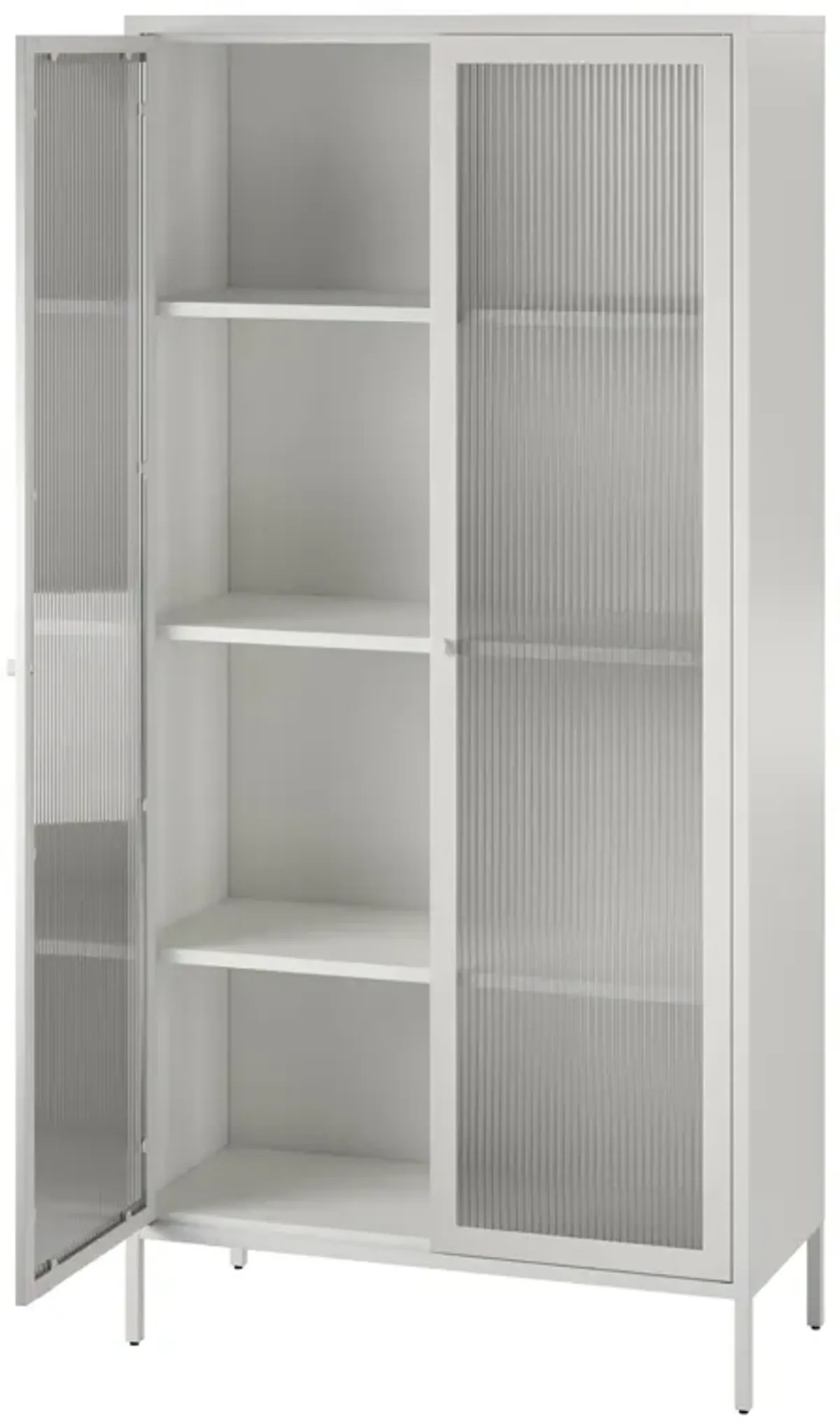 Shadwick Tall 2 Door Storage Cabinet-Fluted Glass Metal Locker