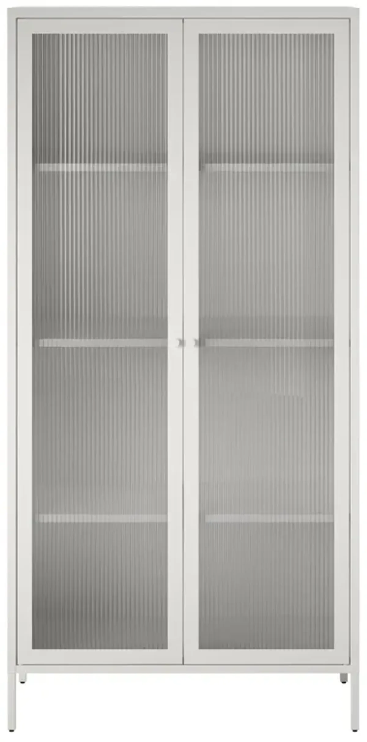 Shadwick Tall 2 Door Storage Cabinet-Fluted Glass Metal Locker