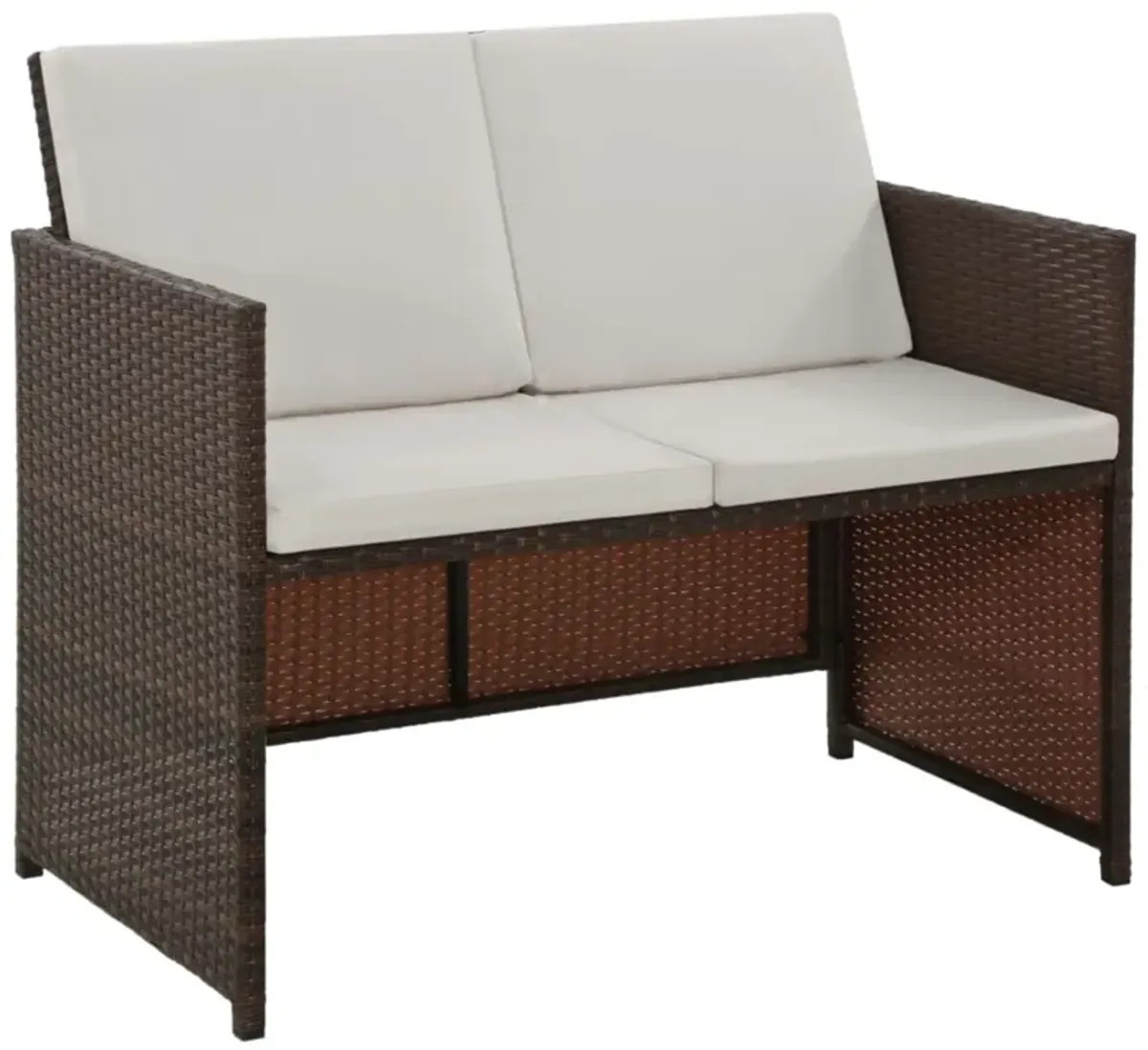 vidaXL 6 Piece Outdoor Dining Set with Cushions Poly Rattan Brown