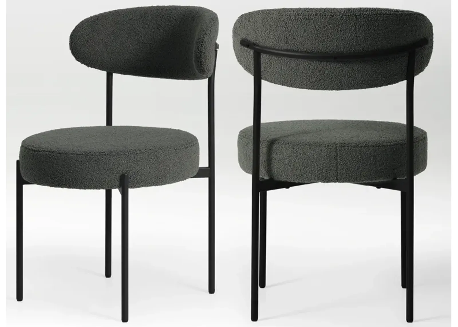 WestinTrends Mid-Century Modern Upholstered Sherpa Round Dining Chairs (Set of 2)