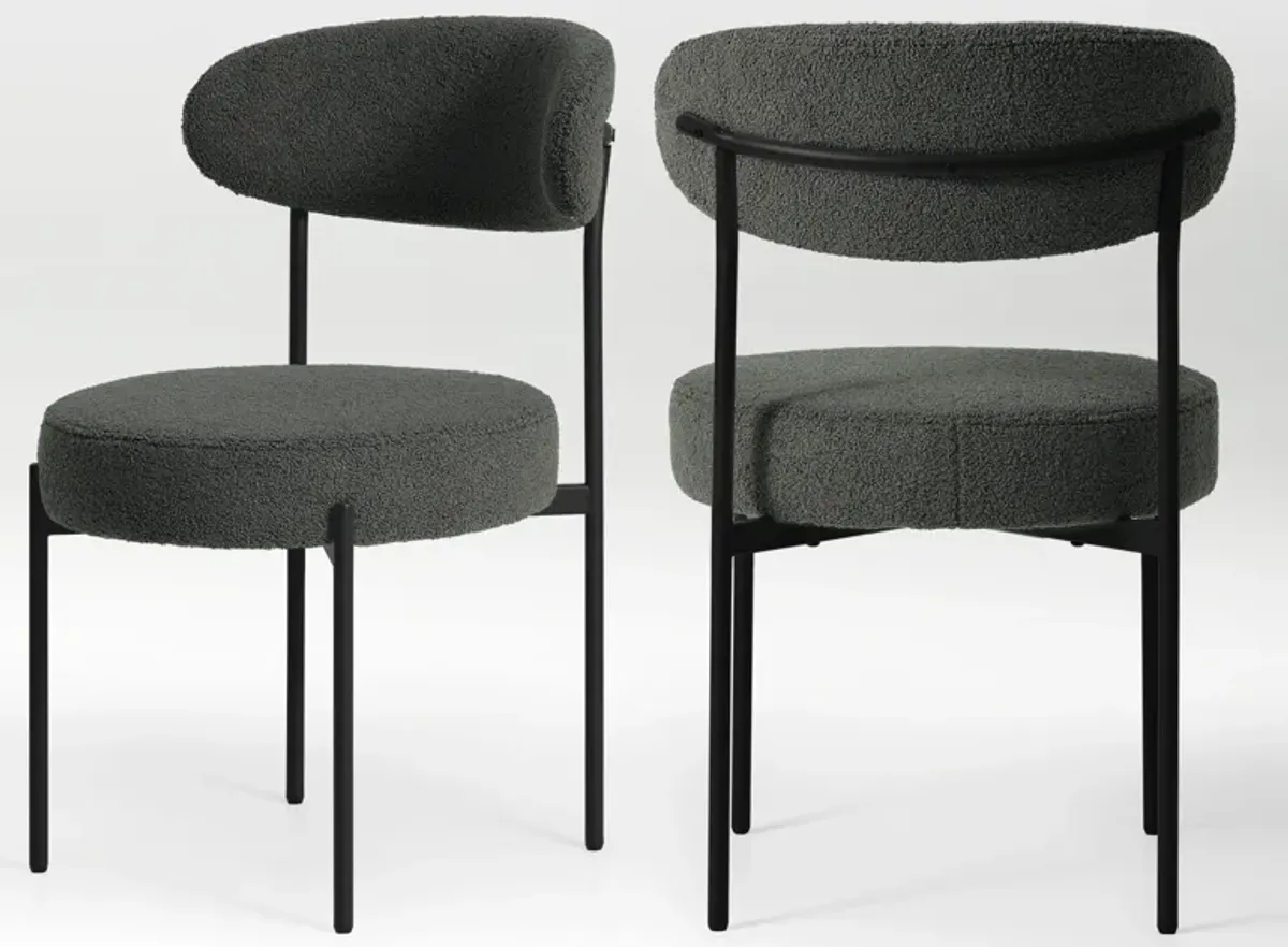 WestinTrends Mid-Century Modern Upholstered Sherpa Round Dining Chairs (Set of 2)