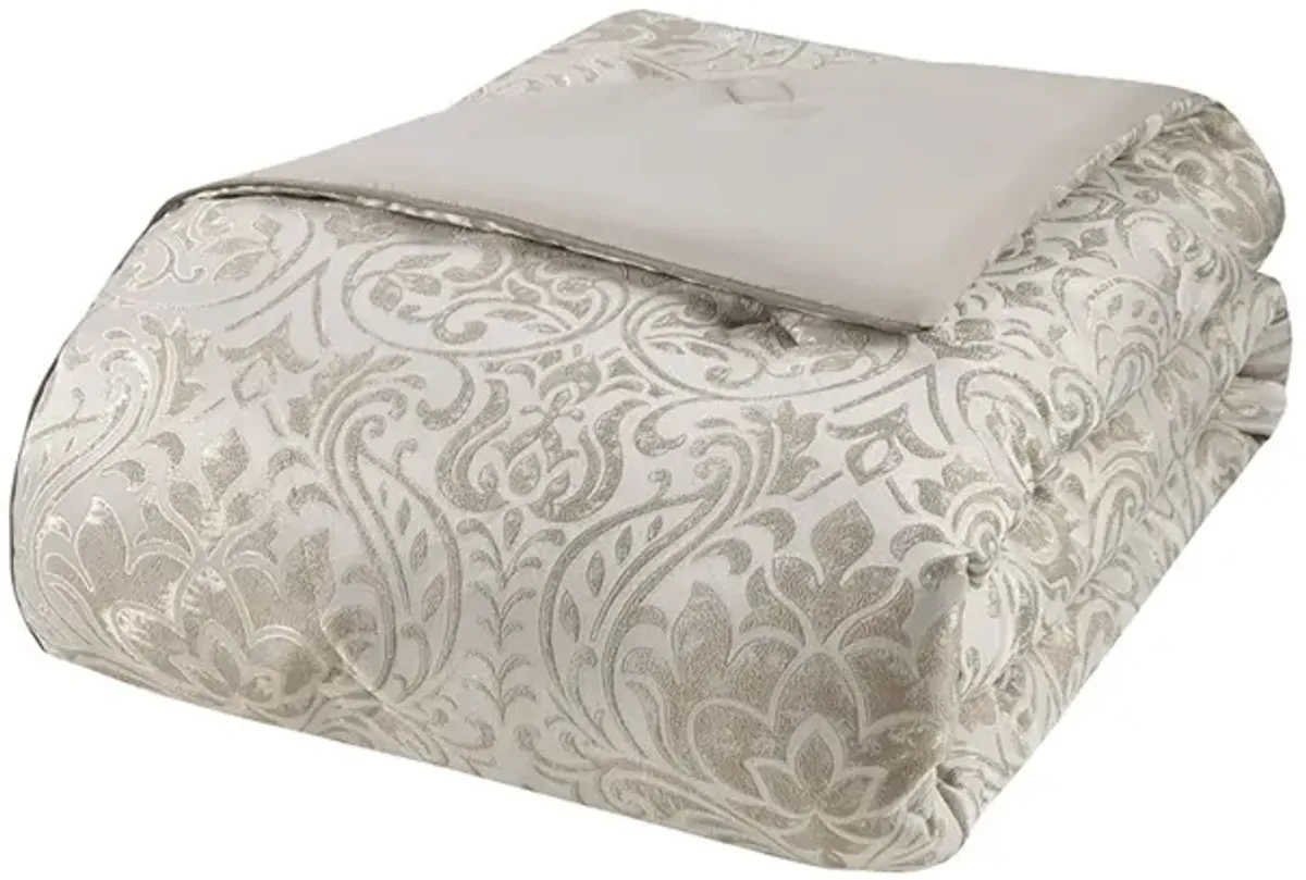 Gracie Mills Elroy 12-Piece Metallic Jacquard Comforter Set with Bed Sheets