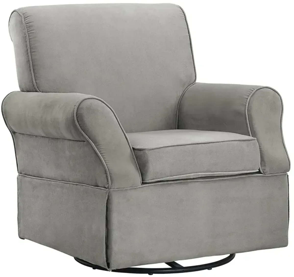 Baby Relax Kelyan Swivel Glider Chair & Ottoman Set, Gray Microfiber