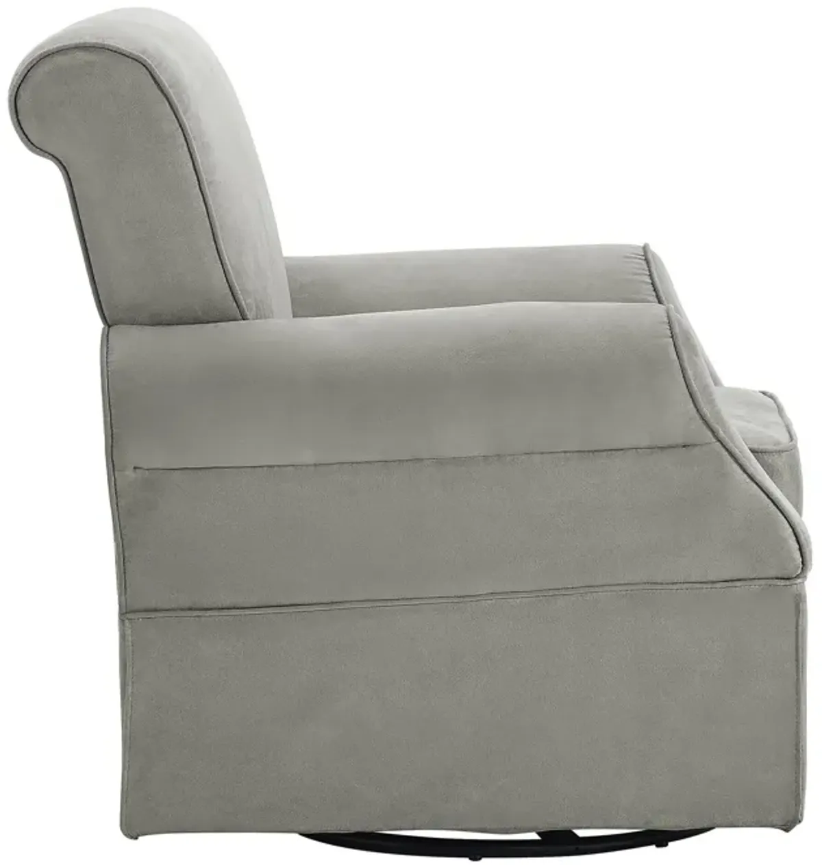 Baby Relax Kelyan Swivel Glider Chair & Ottoman Set, Gray Microfiber