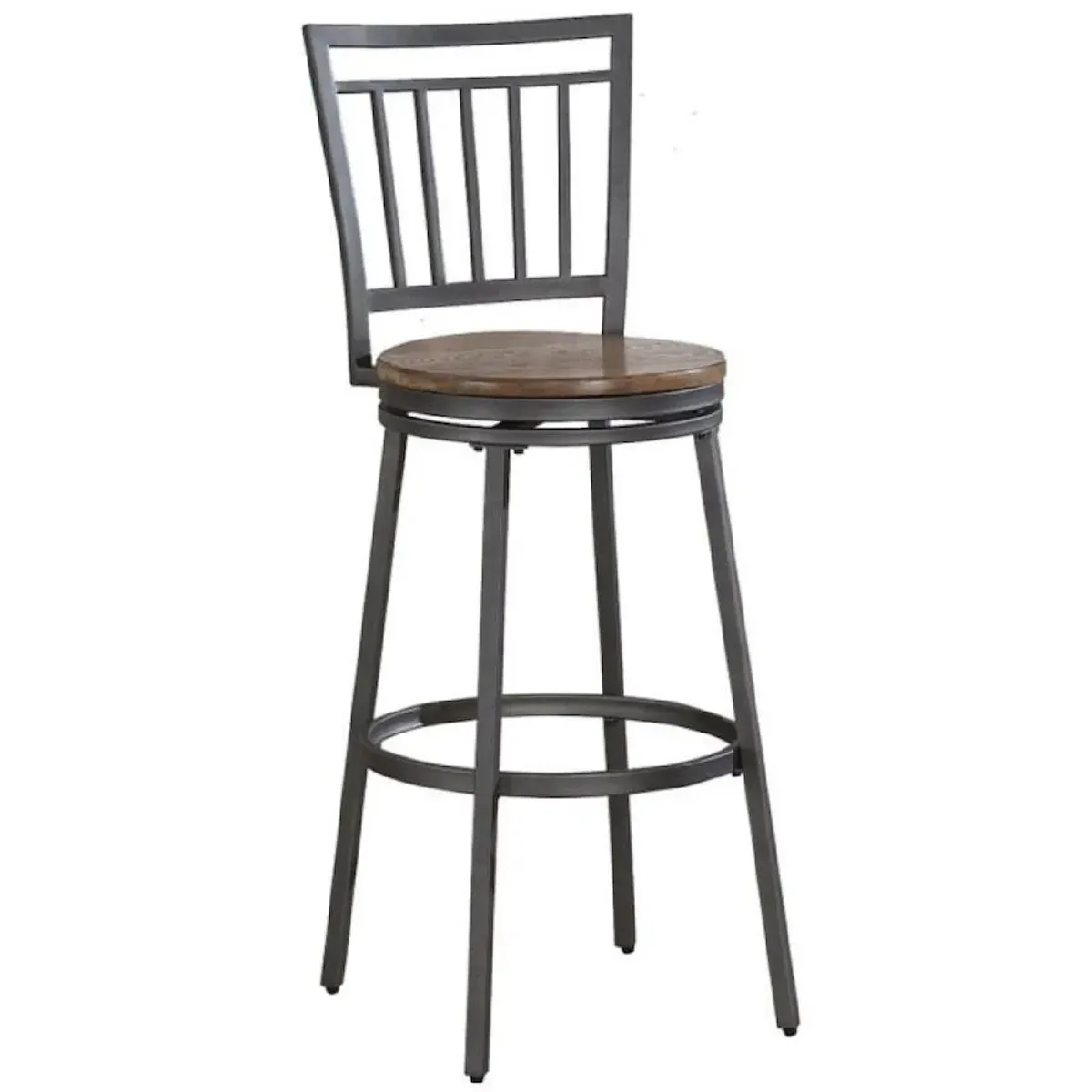 Stockton 30" Metal Swivel Stool - Slate Grey - Golden Oak Seat