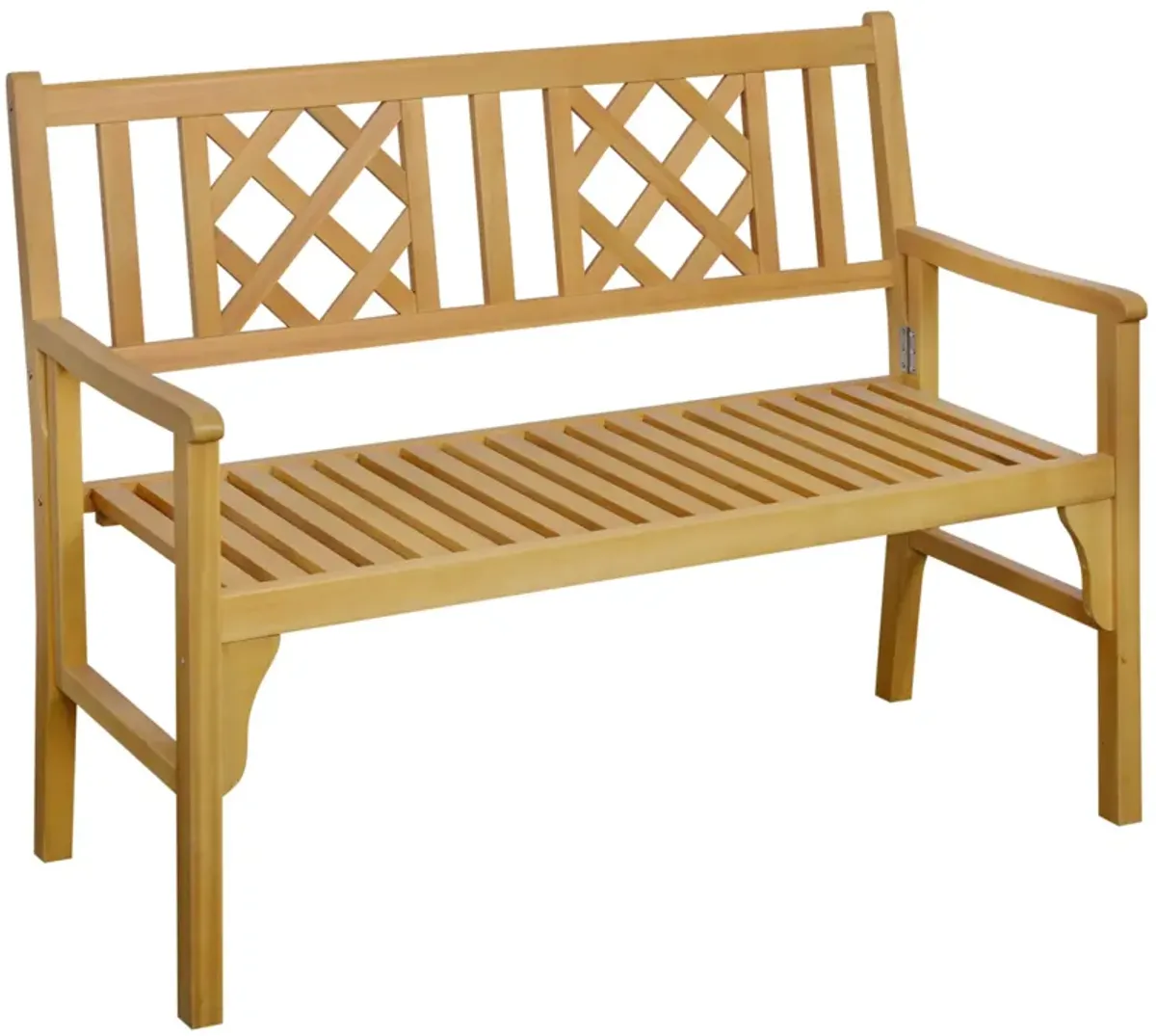 Yellow Garden Duo: Foldable 2-Seater Wooden Bench with Backrest