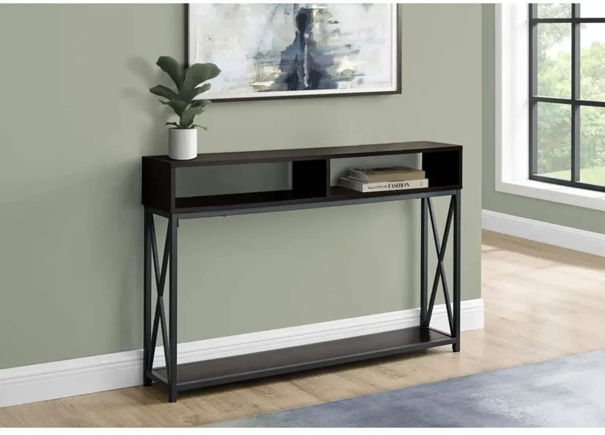 Monarch Specialties I 3574 Accent Table, Console, Entryway, Narrow, Sofa, Living Room, Bedroom, Metal, Laminate, Brown, Black, Contemporary, Modern