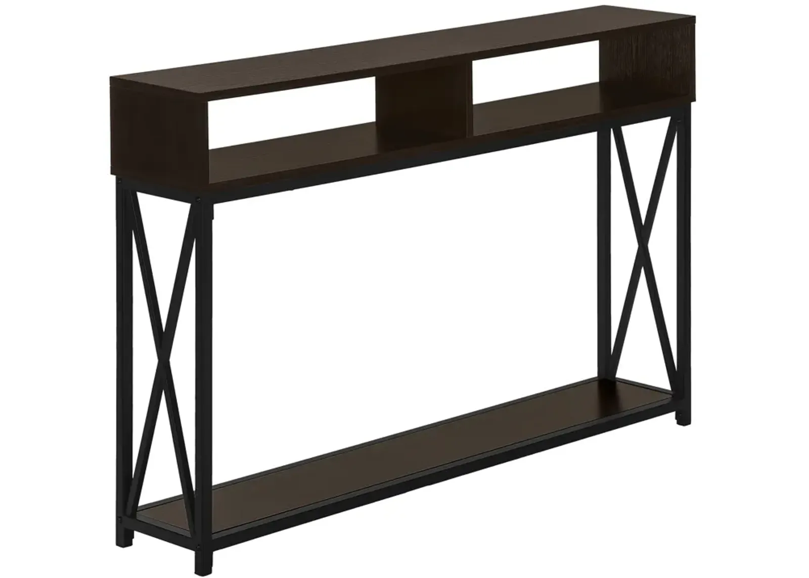 Monarch Specialties I 3574 Accent Table, Console, Entryway, Narrow, Sofa, Living Room, Bedroom, Metal, Laminate, Brown, Black, Contemporary, Modern