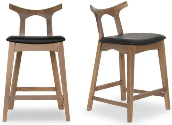 Ashcroft Furniture Co Hester Solid Wood Upholstered Square Bar Chair (Set of 2)
