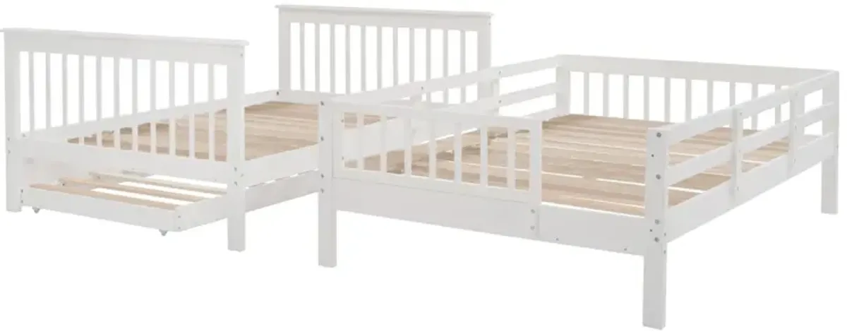 Stairway Full-Over-Full Bunk Bed With Twin Size Trundle, Storage And Guard Rail For Bedroom