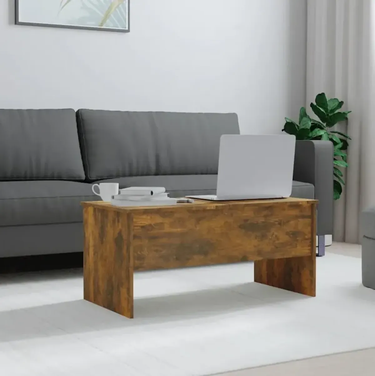 Coffee Table Smoked Oak 40.2"x19.9"x18.3" Engineered Wood