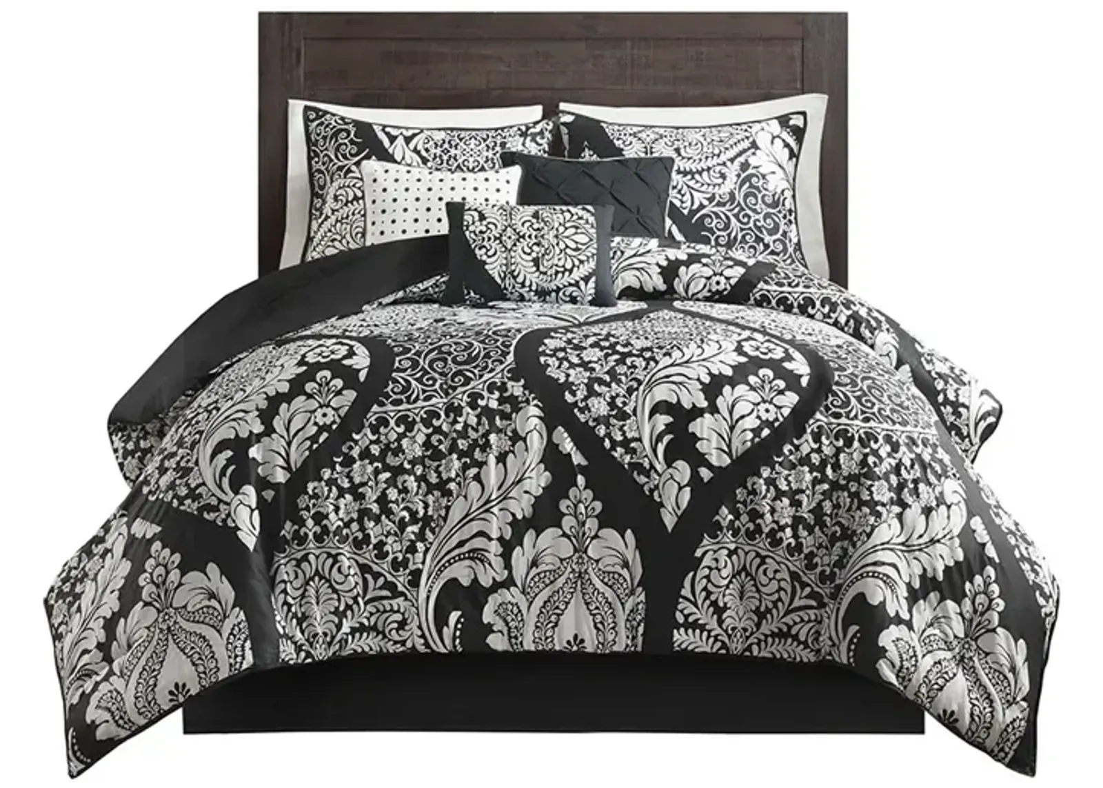 Gracie Mills Muriel Damask Dreams 7-Piece Cotton Printed Comforter Set