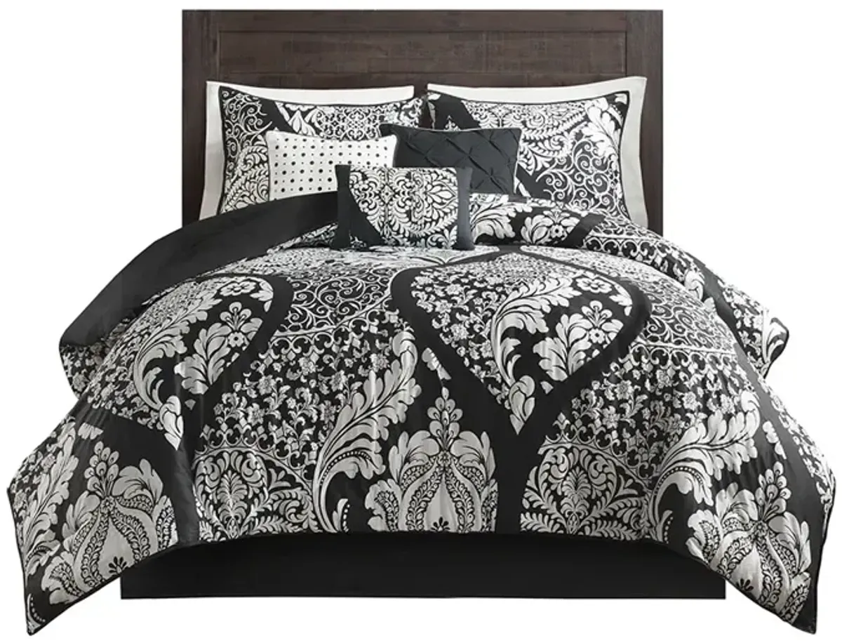 Gracie Mills Muriel Damask Dreams 7-Piece Cotton Printed Comforter Set