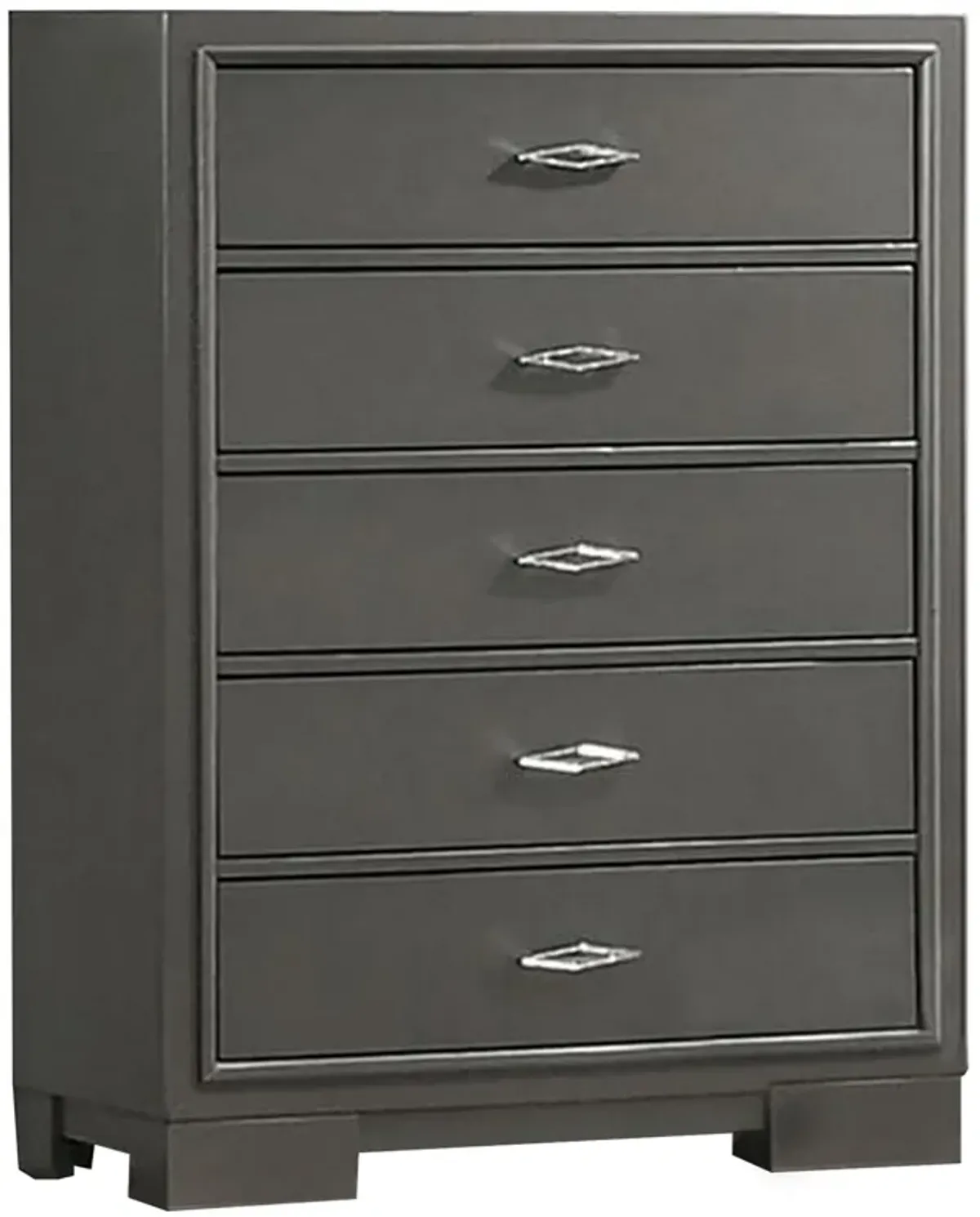 Benjara Aliso 47 Inch Tall Dresser Chest, 5 Drawers, Solid Wood, Dark Gray Finish