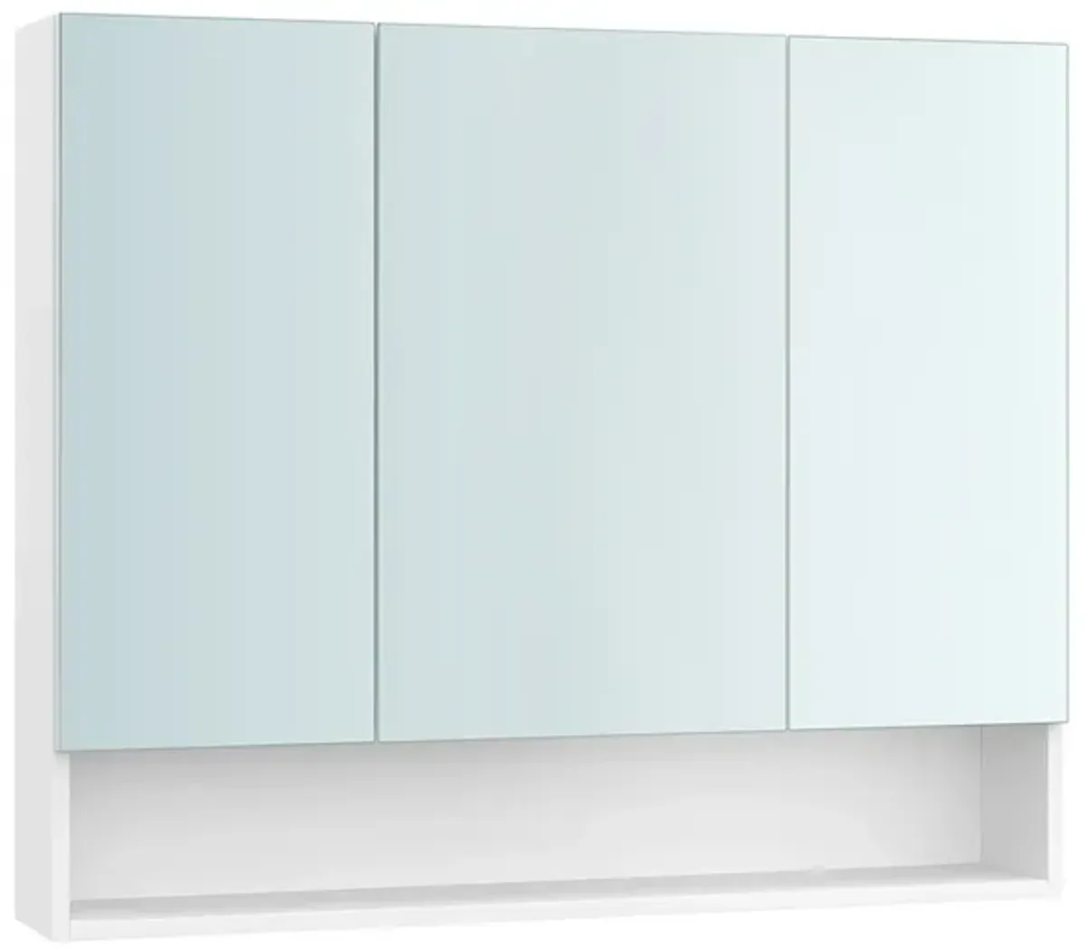 Wide Bathroom Mirror with Storage Cloud White