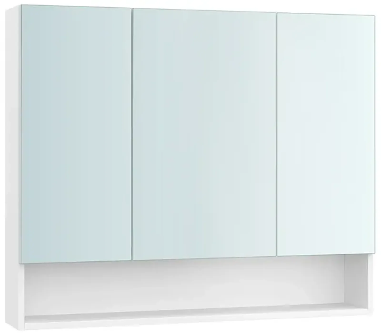 Wide Bathroom Mirror with Storage Cloud White