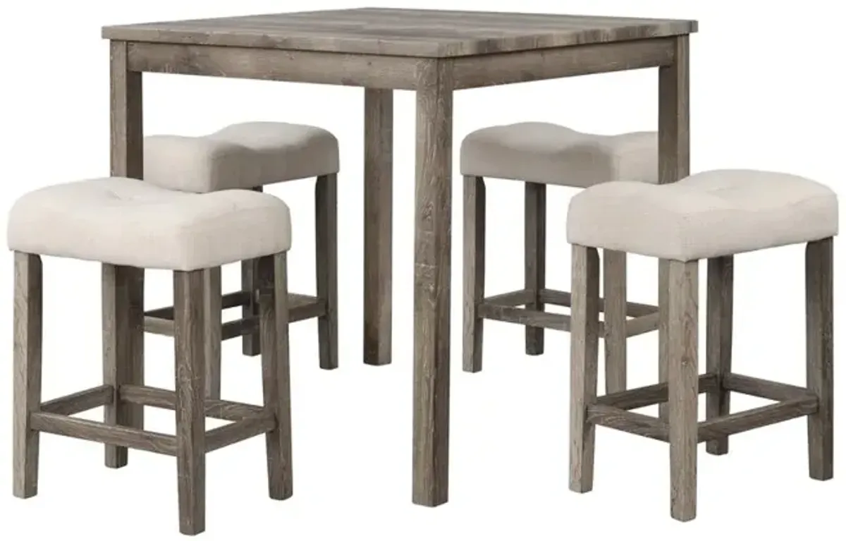 Vitalita 5-piece Antique Natural Oak Square Counter Height Set