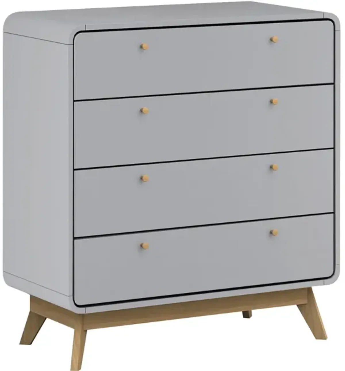 Leva Scandinavian 4 Drawer Curved Dresser