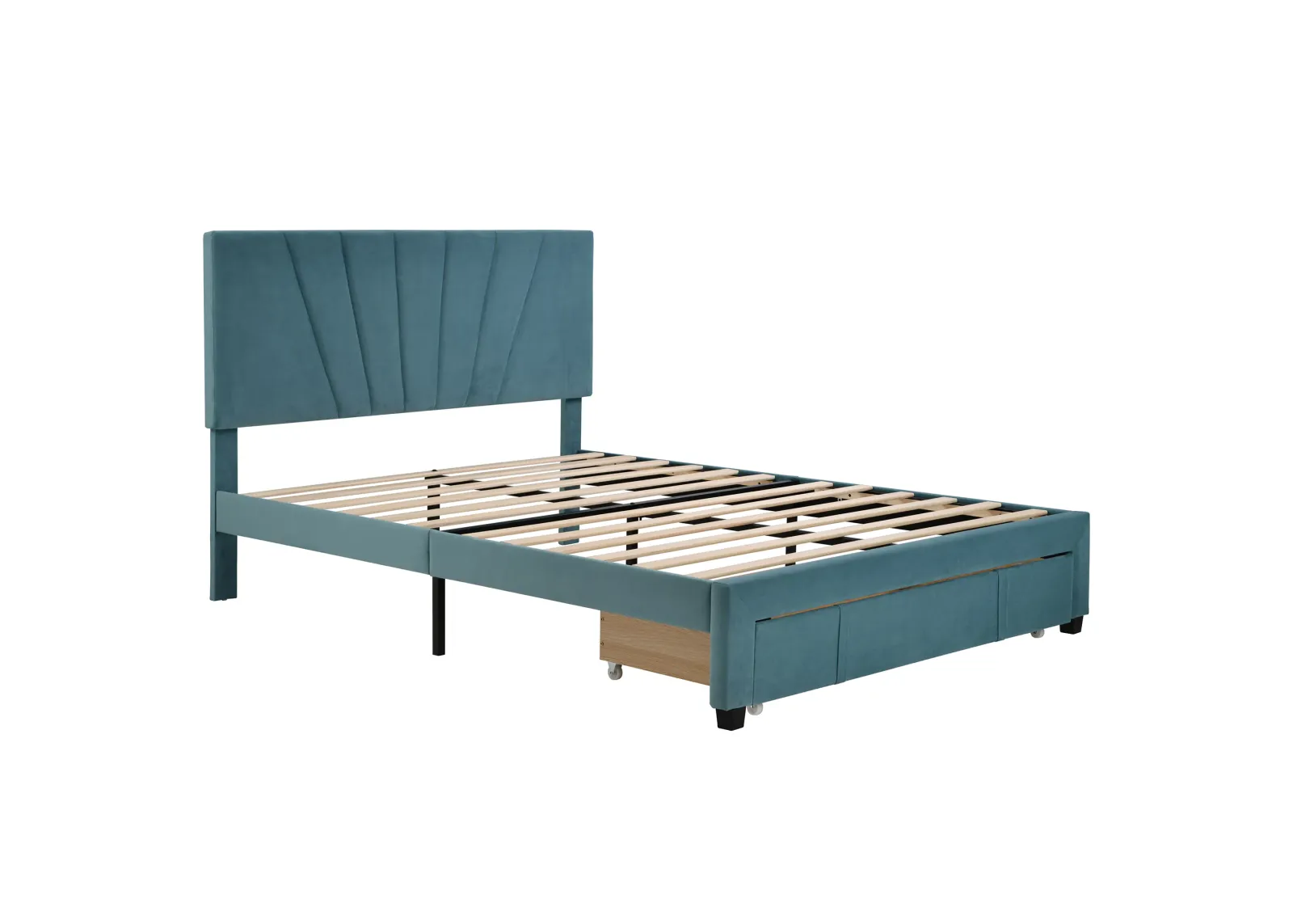 Merax Storage Bed Velvet Upholstered Platform Bed