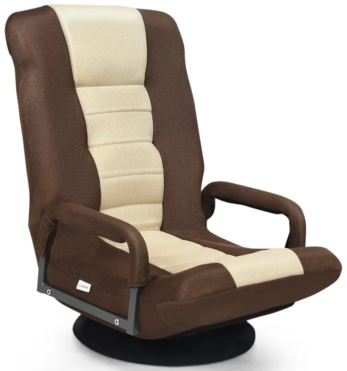 360-Degree Swivel Gaming Floor Chair with Foldable Adjustable Backrest-Brown