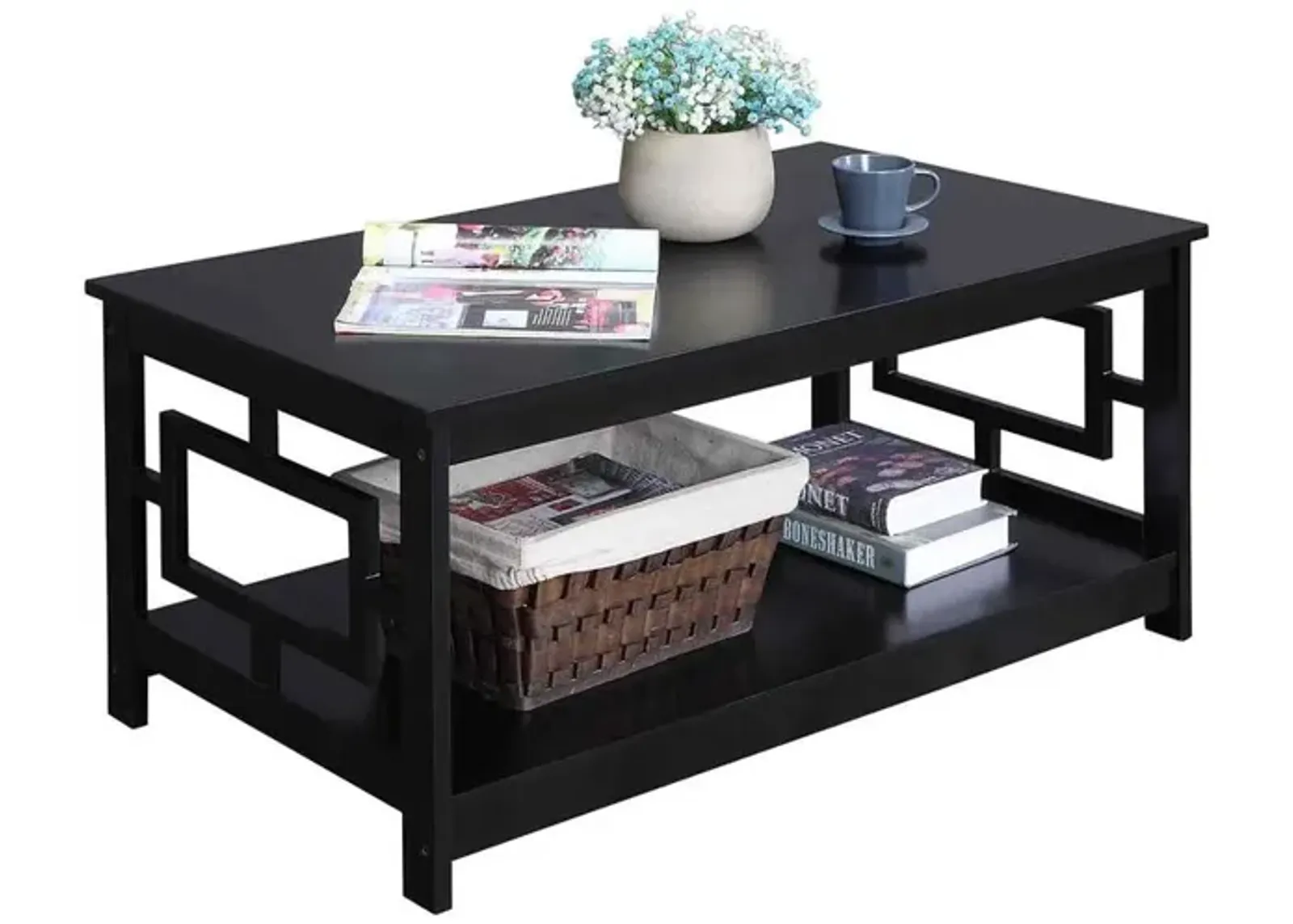 Convenience Concepts Town Square Coffee Table with Shelf, Black