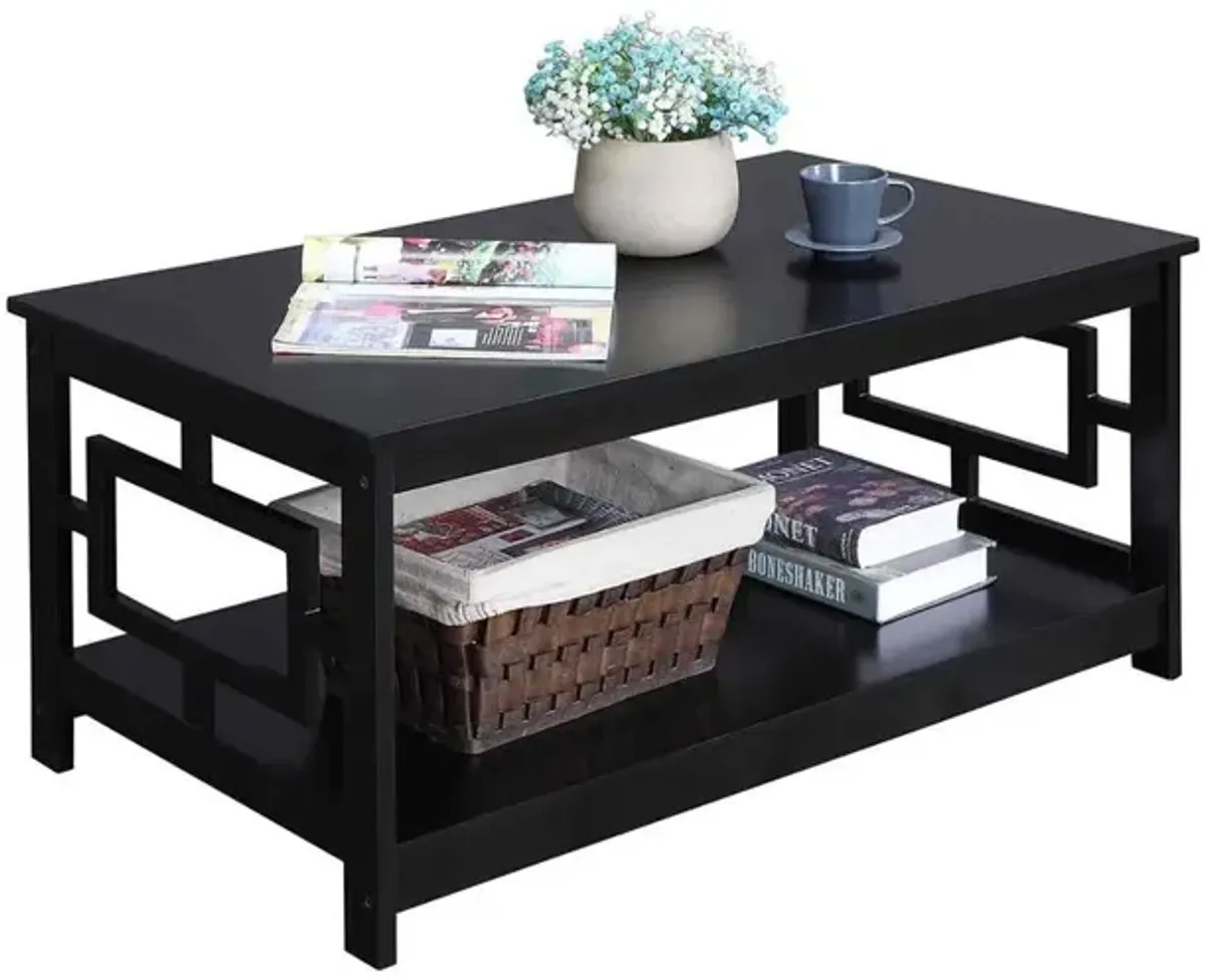 Convenience Concepts Town Square Coffee Table with Shelf, Black