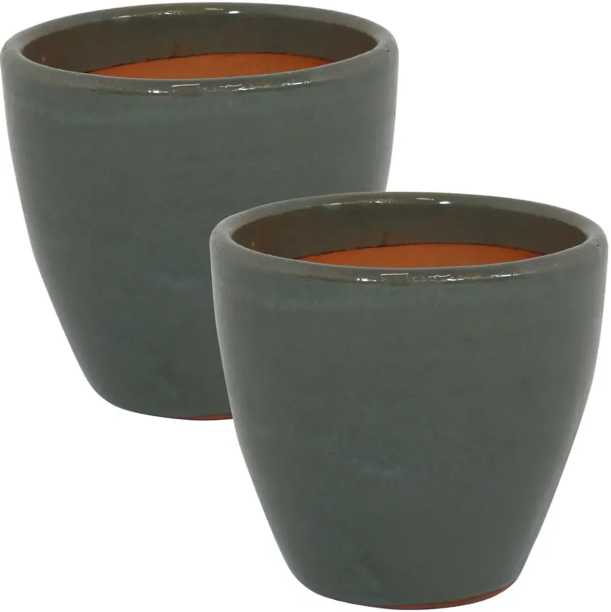 Sunnydaze Set of 2 Resort Glazed Ceramic Planters - 10"