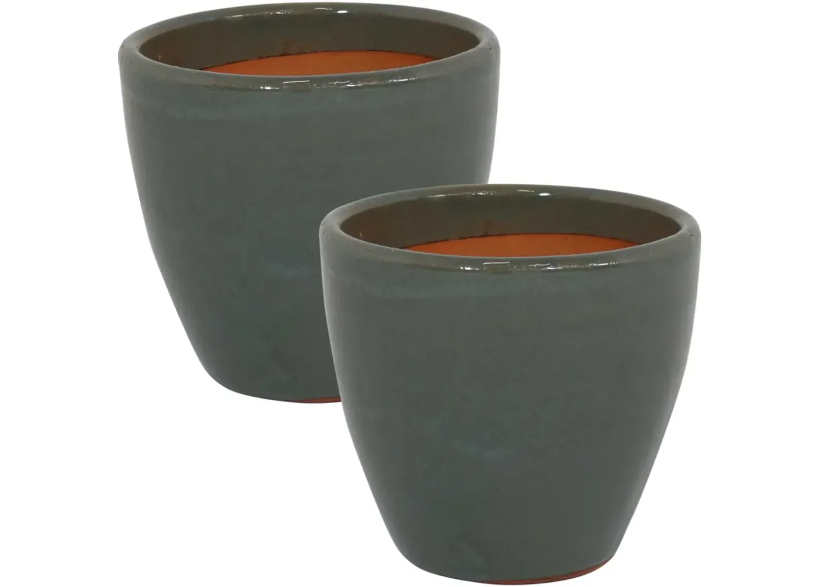 Sunnydaze Set of 2 Resort Glazed Ceramic Planters - 8"