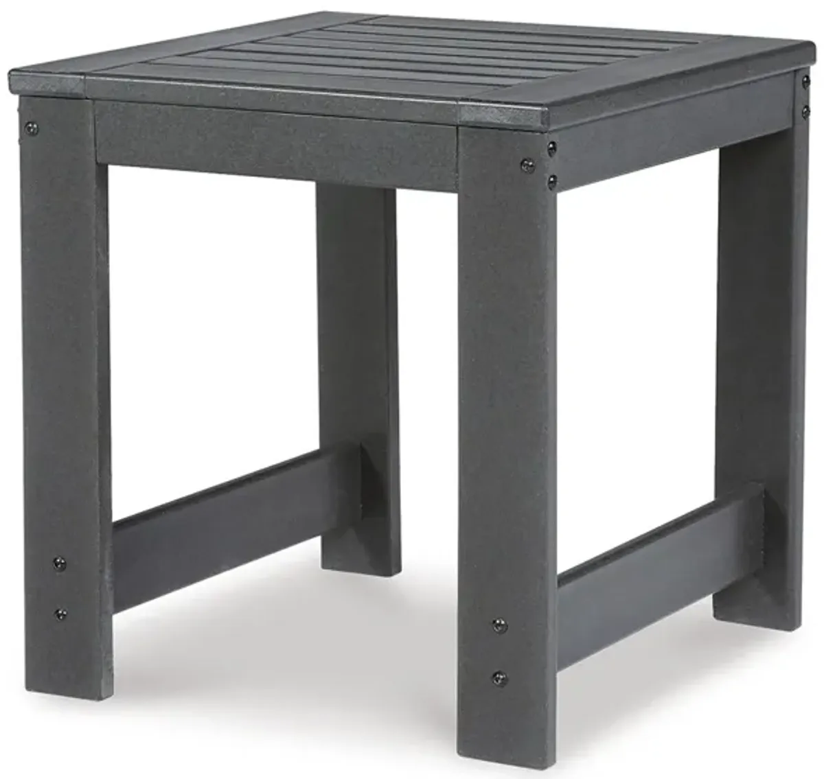 Wigo 22 Inch Outdoor Side End Table, Slatted Top, Modern Charcoal Gray - Benzara