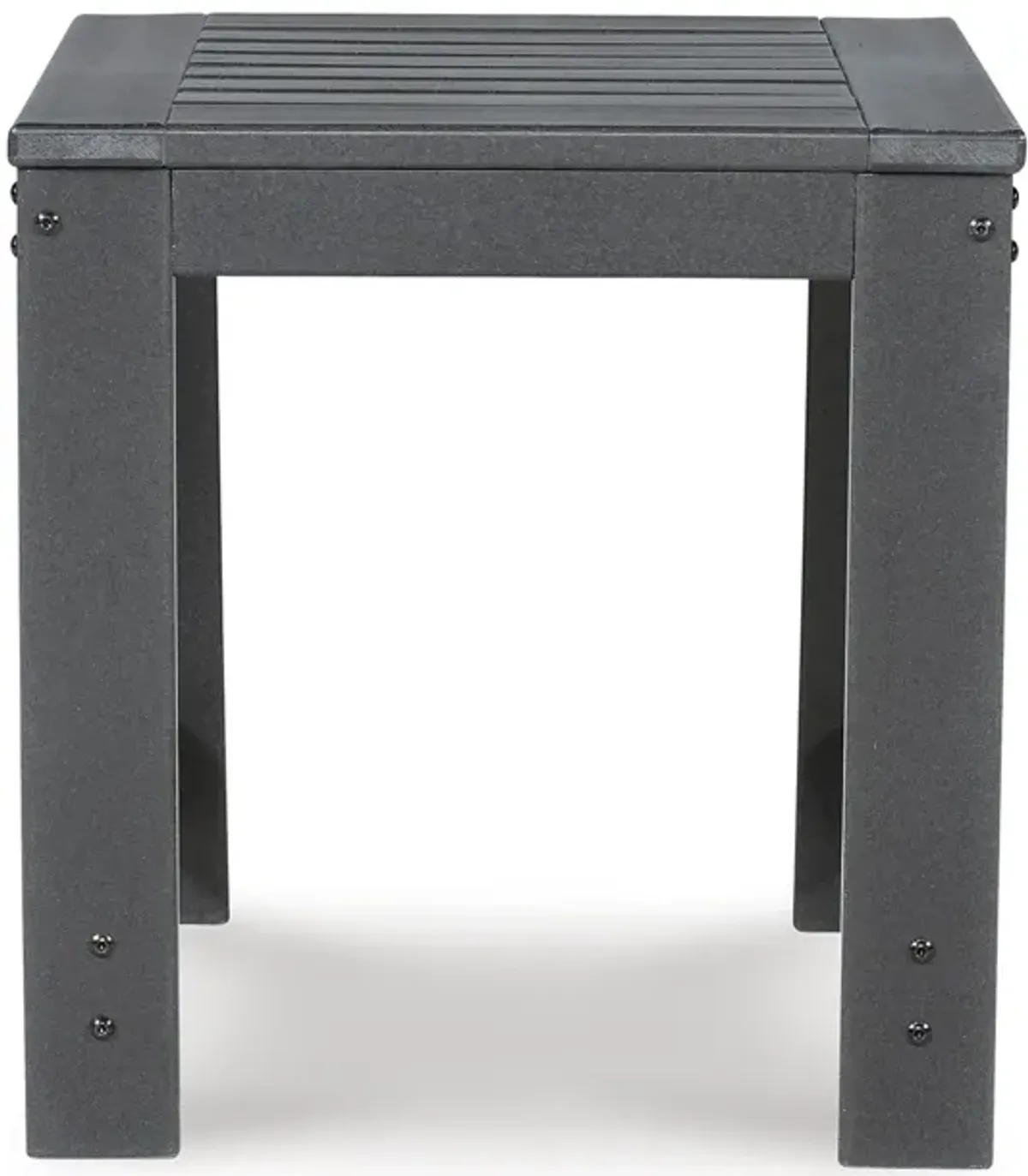 Wigo 22 Inch Outdoor Side End Table, Slatted Top, Modern Charcoal Gray - Benzara