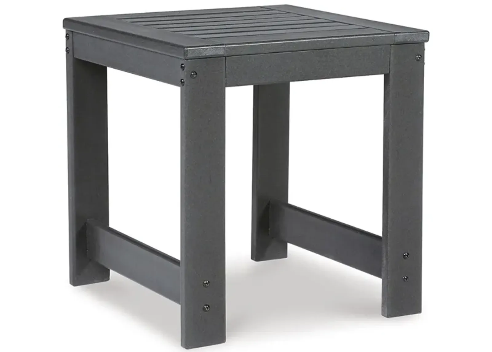 Wigo 22 Inch Outdoor Side End Table, Slatted Top, Modern Charcoal Gray - Benzara