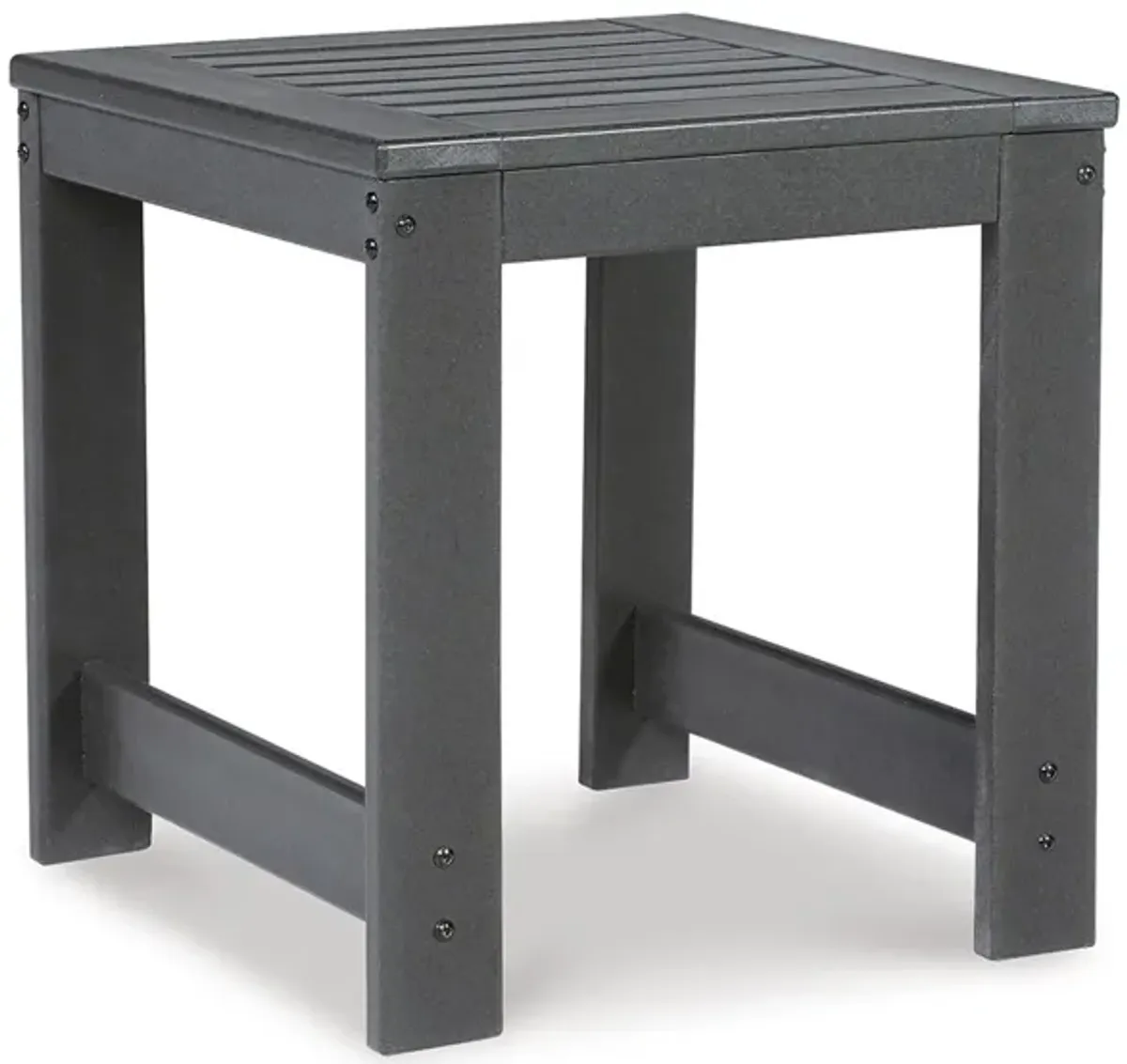 Wigo 22 Inch Outdoor Side End Table, Slatted Top, Modern Charcoal Gray - Benzara