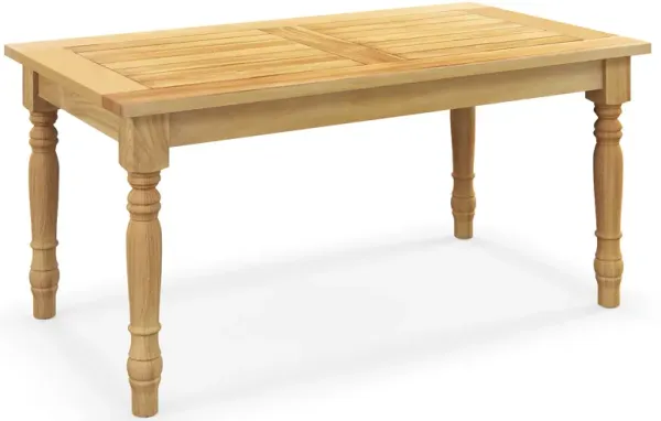 Patio Coffee Table with Solid Teak Wood Structure and Slatted Tabletop