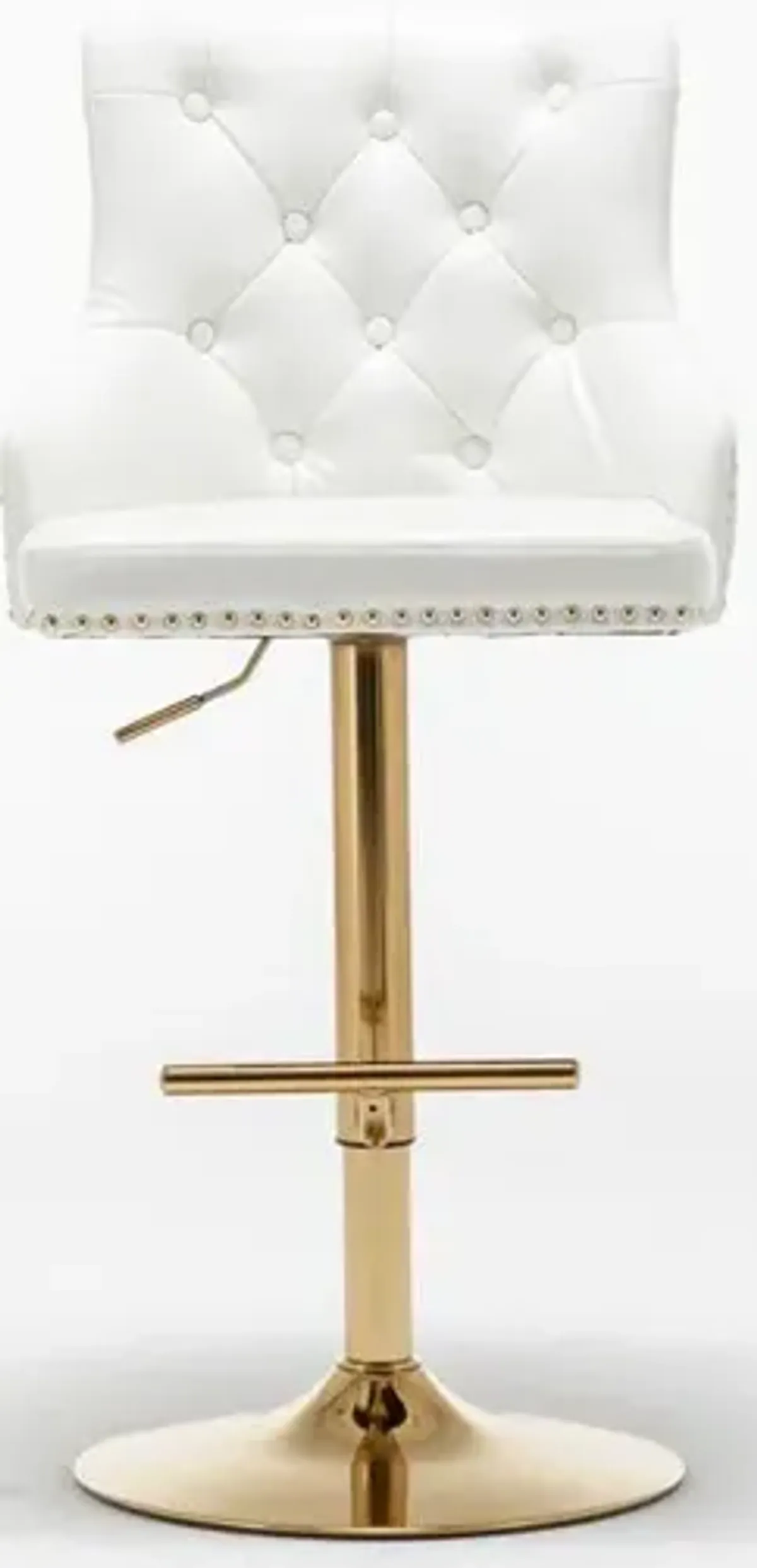 Brightcast 2-piece Velvet Tufted Gold Bar Stools in White