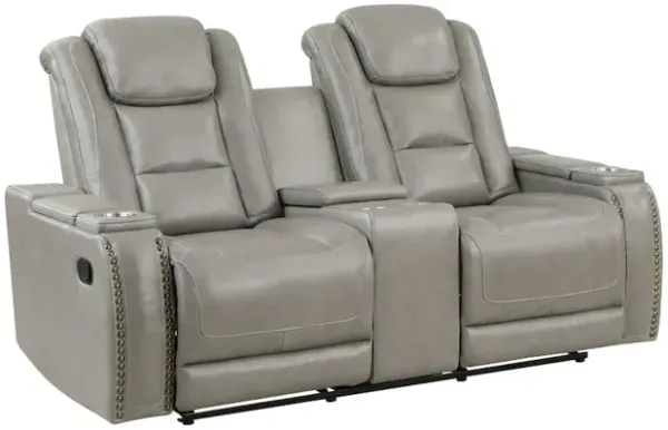 New Classic Furniture Breckenridge Console Loveseat W/ Dual Recliners-Lt Gray