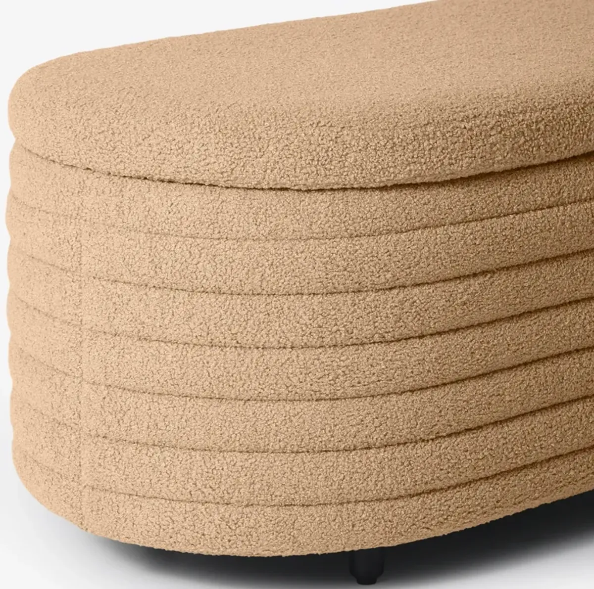 WestinTrends 42" Wide Mid-Century Modern Upholstered Teddy Sherpa Tufted Oval Storage Ottoman Bench