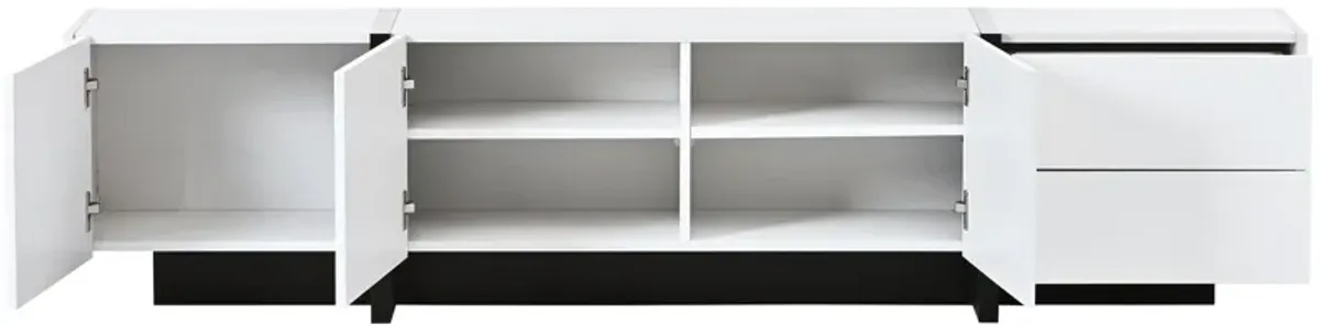 High Gloss TV Stand with UV Surface, Modern Rectangle TV Console for TVs Up