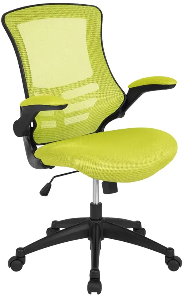 Kelista Mid-Back Green Mesh Swivel Ergonomic Task Office Chair with Flip-Up Arms